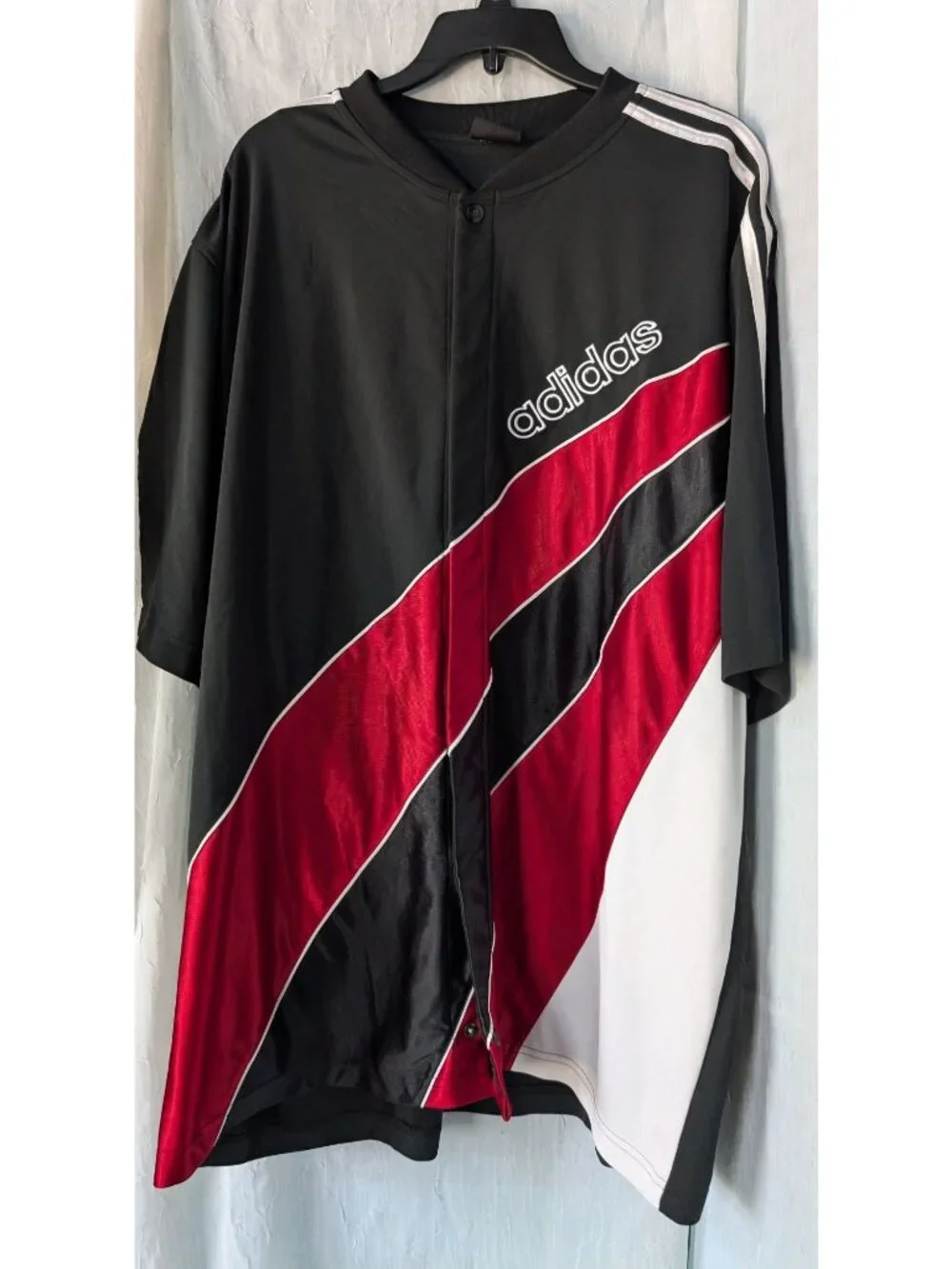 Vintage Adidas button front jersey satin size 2XL
